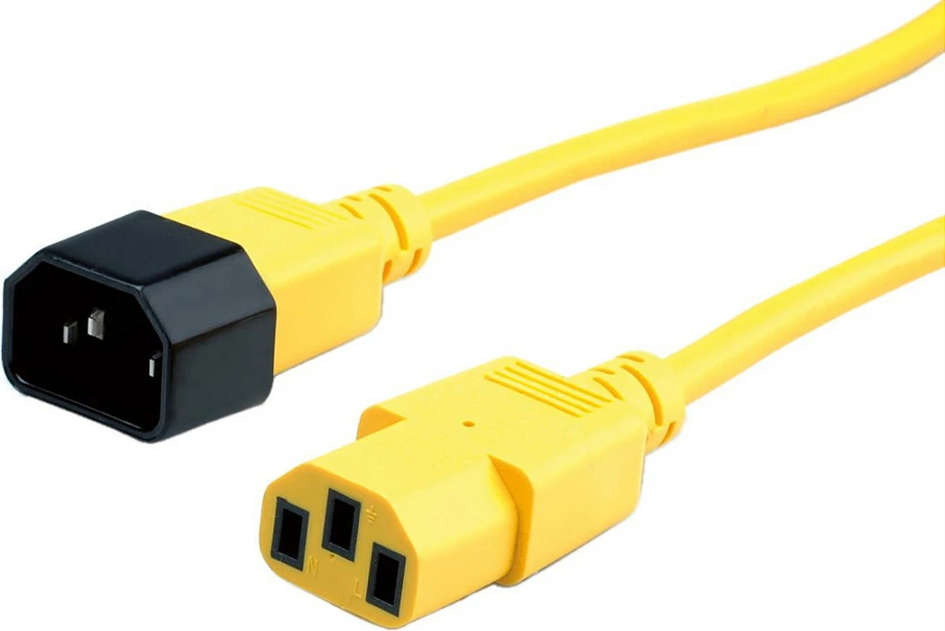 Kabllo rryme ROLINE IEC C14 në C13, 0.8m, 10A/250V, e verdhë