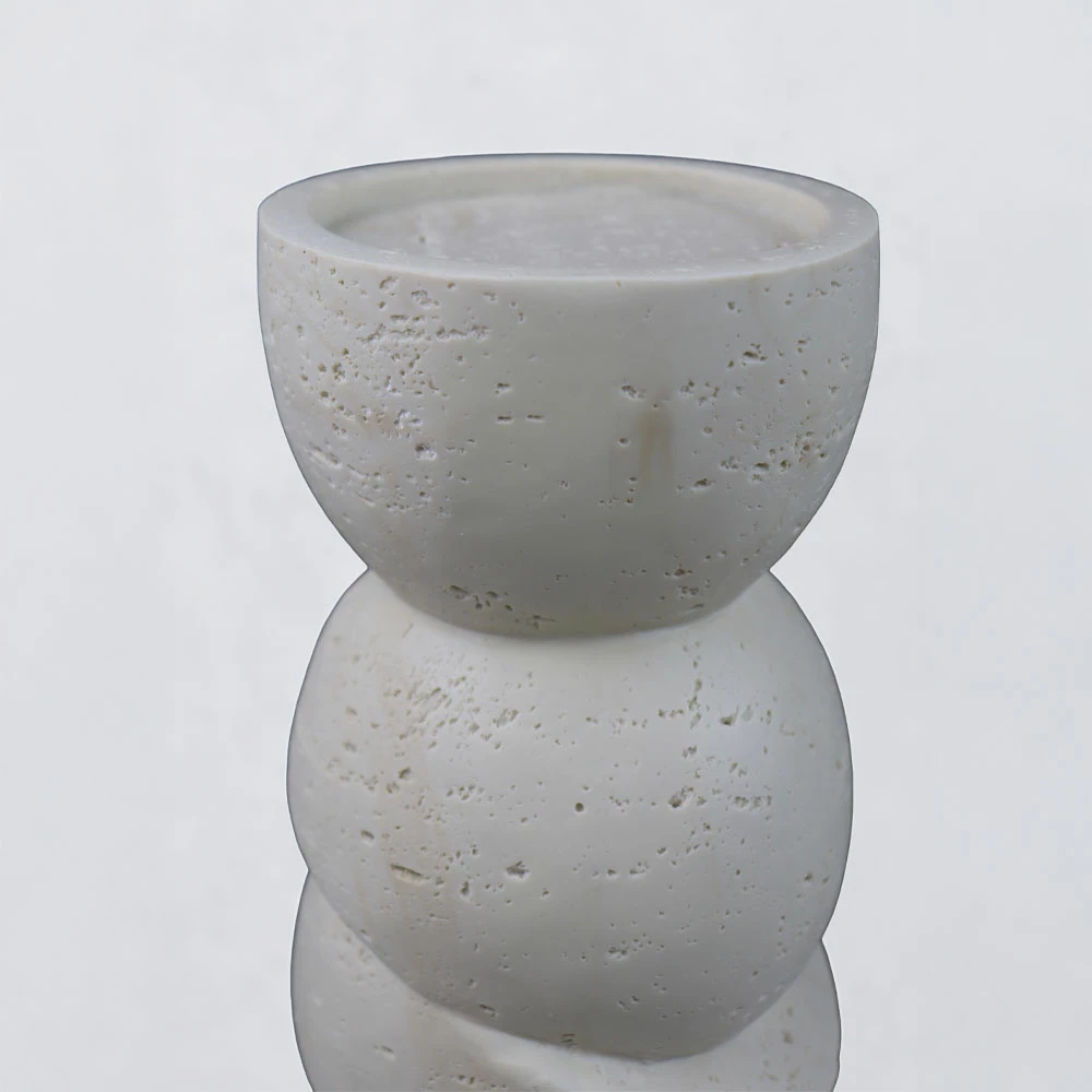 Mbajtës qirinjsh PHAROS II, rrëshirë, bezhë, 10.5x10.5x25cm
