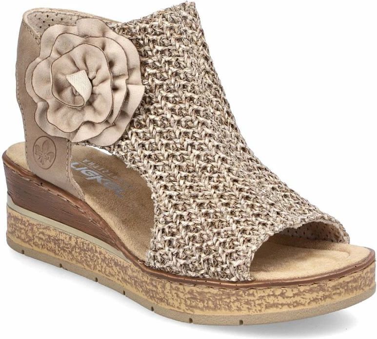 Sandale platformë për femra Rieker 63791-60, bezhë