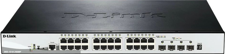 Switch D-Link DGS-1510-28XMP, Managed, L2/L3, Gigabit Ethernet, PoE, Rack mounting