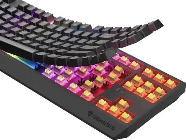 Tastierë mekanike Genesis Thor 230 TKL, pa kabllo, RGB, Outemu Silent Lemon, e zezë