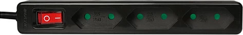 Zgjatues rryme LogiLink, 3 priza euro, me switch, i zi