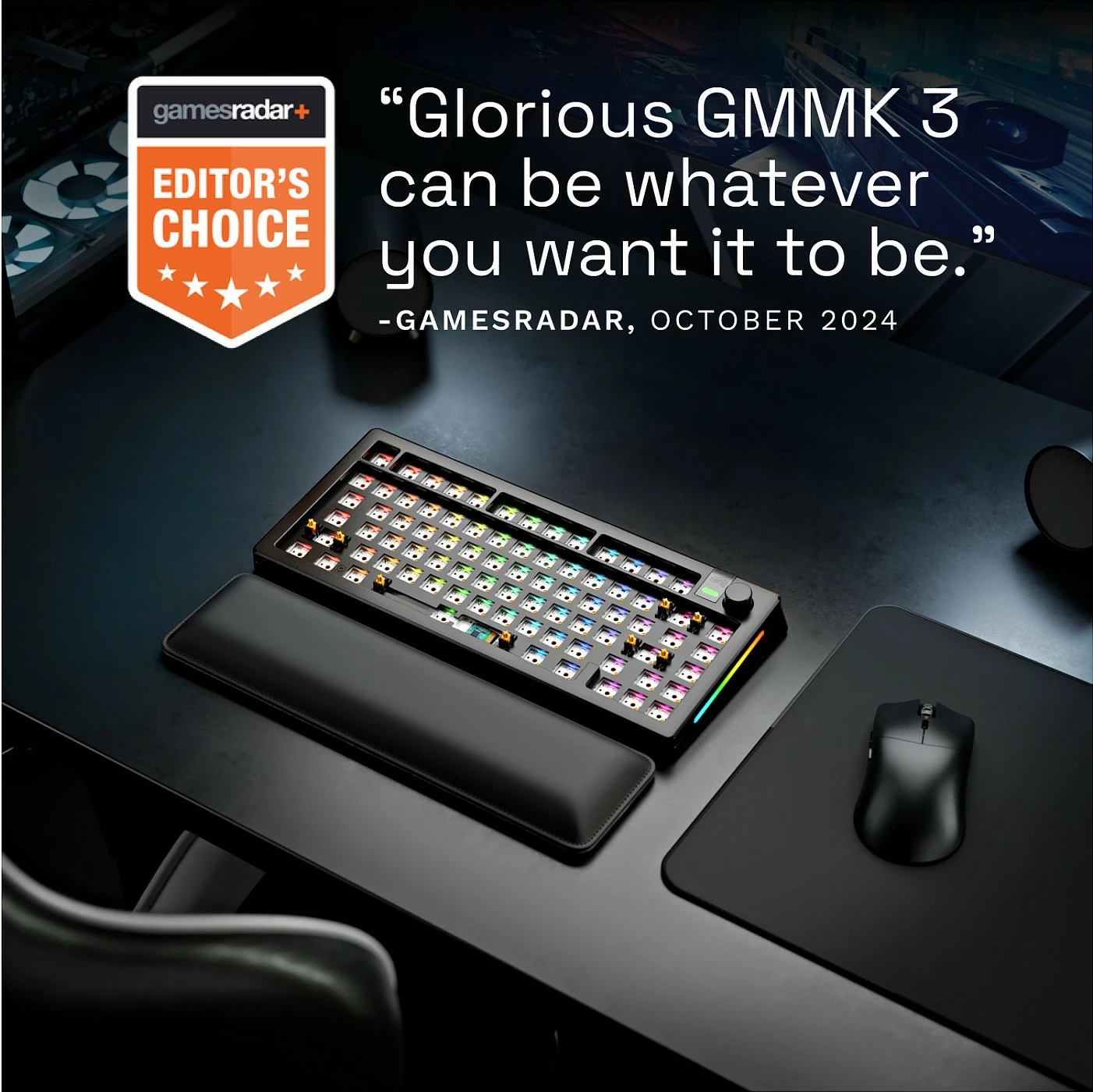 Tastierë gaming Glorious GMMK 3 Pro 75%, barebone, ANSI, RGB, e zezë