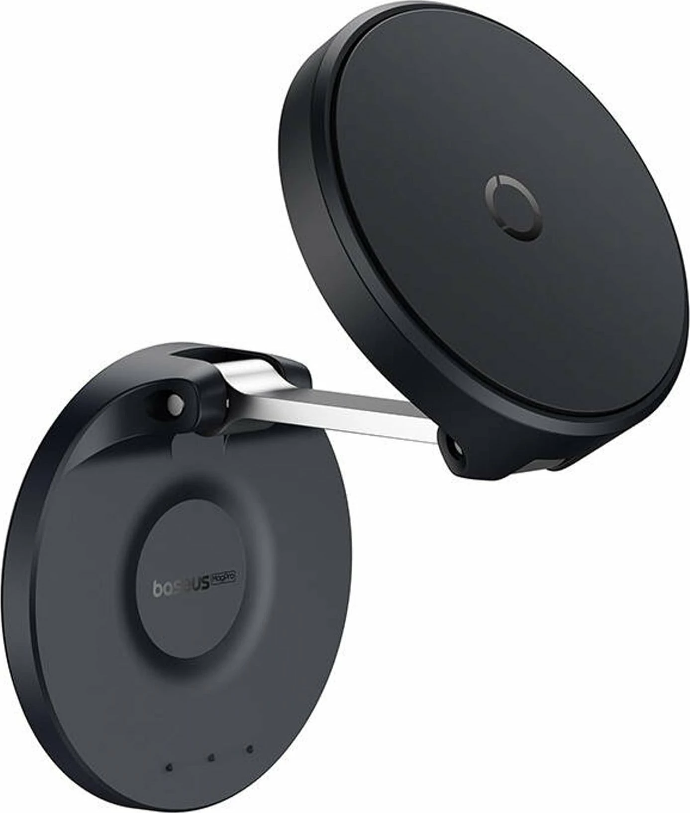Mbajtëse magnetike për celular Baseus MagPro (MagSafe), montim në panel, rrotullim 360°, e zezë, set me pllakë metalike