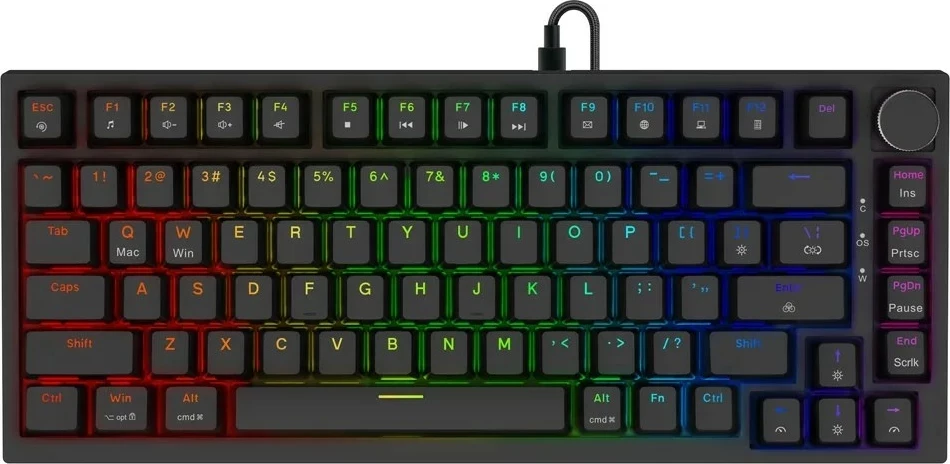 Tastierë gaming Savio Astral, 75%, Outemu White Jade, RGB, wired, e zezë