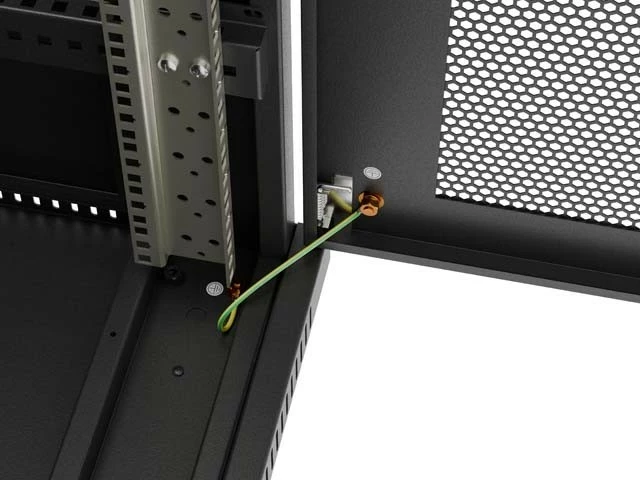 Kabinet rack LANBERG 19" 24U 600x600, standing, dyer të perforuara, me rrota, i zi