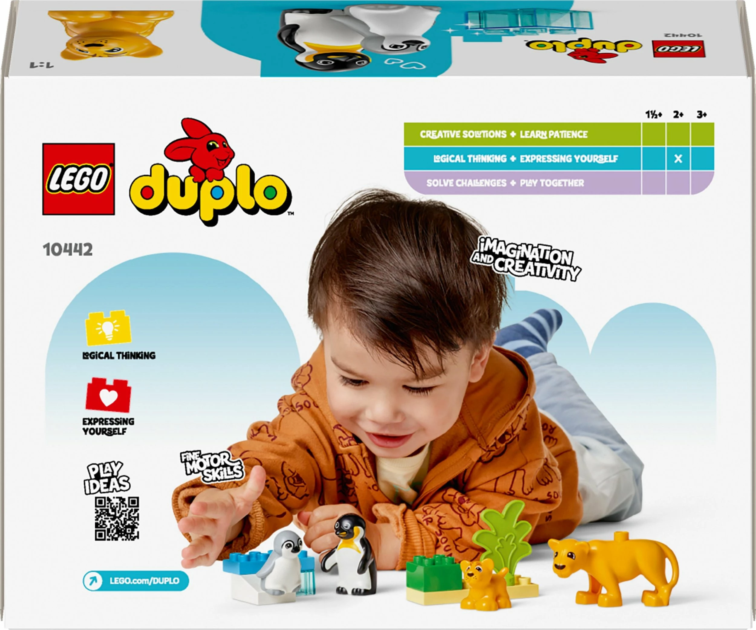 Set LEGO DUPLO Wild Animal Families 10442, 10 copë, për 2+ vjeç, me pinguinë dhe luanë