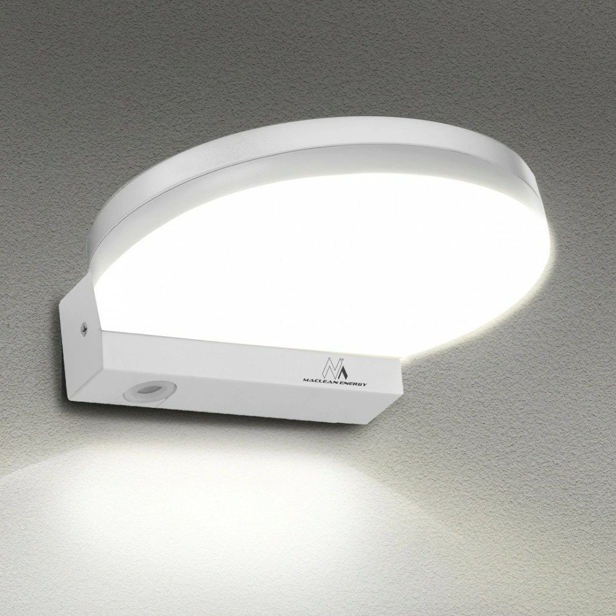 Lampë LED e jashtme Maclean MCE346W 15W, me sensor lëvizjeje, IP65, e bardhë