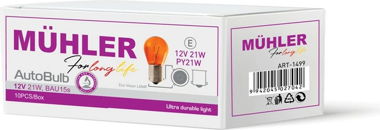 Lampa 12v 21w Py21w Bau15s Portokall Kuti Muhler