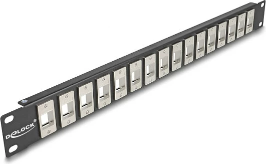 Patch panel DeLOCK 19" Keystone 16-port, 1U, i zi