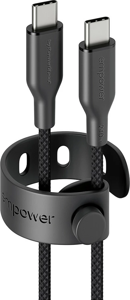 Kabl PanzerGlass empower Racing USB-C në USB-C, 240W, 2m, USB 2.0, i zi (Space Black)