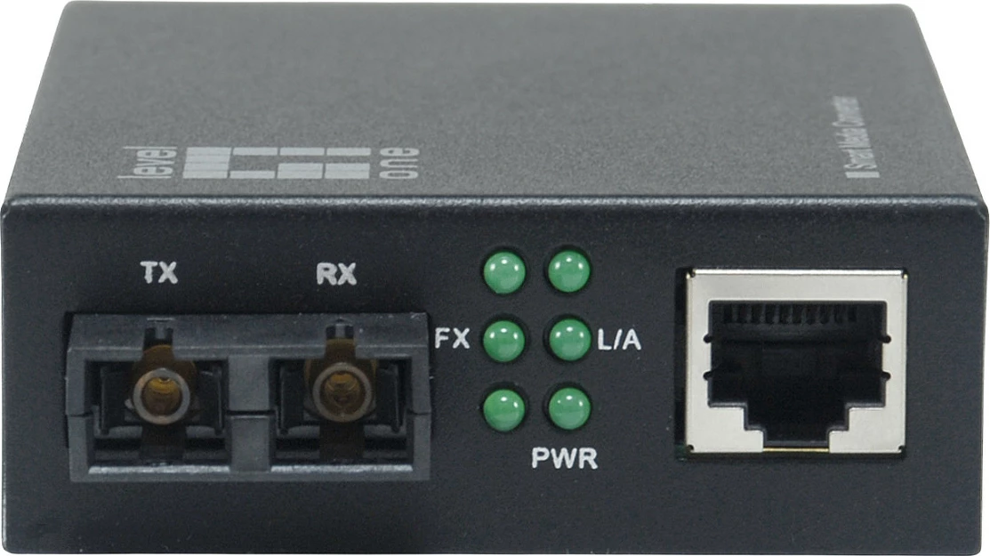 Media konverter Level One RJ45 në SC, Gigabit, multimode 850nm, 500m, i zi