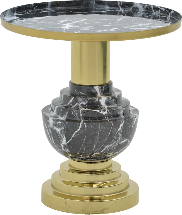 Tavolinë anësore Cogent Inart metalike, ngjyrë zezë-ari, D46x50cm