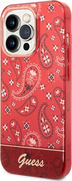 Mbështjellës Guess Bandana Paisley për iPhone 14 Pro Max 6.7", i kuq, hardcase
