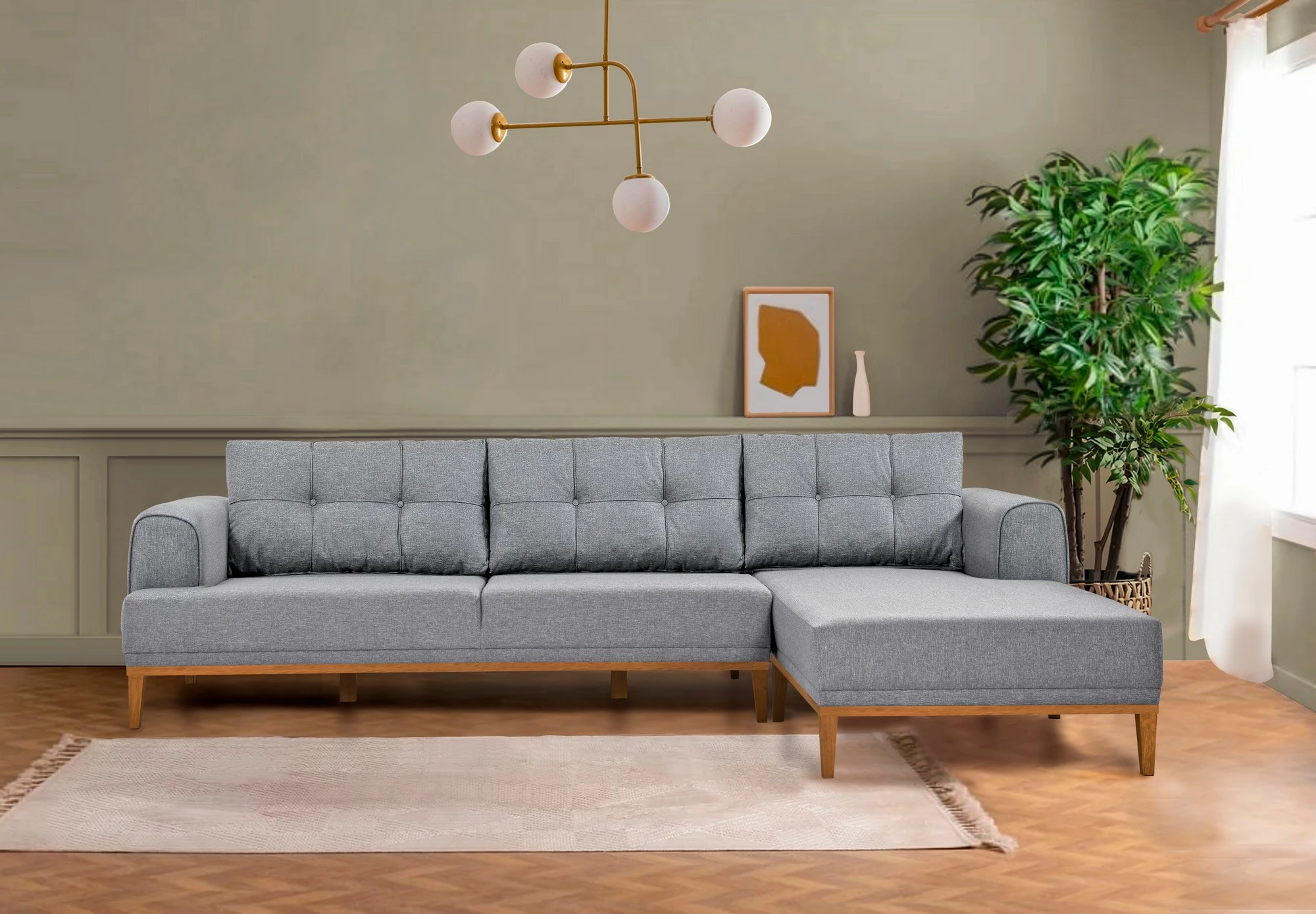 Kënd divan Atelier del Sofa, Vina Corner, ngjyrë gri, Atlantic Pine