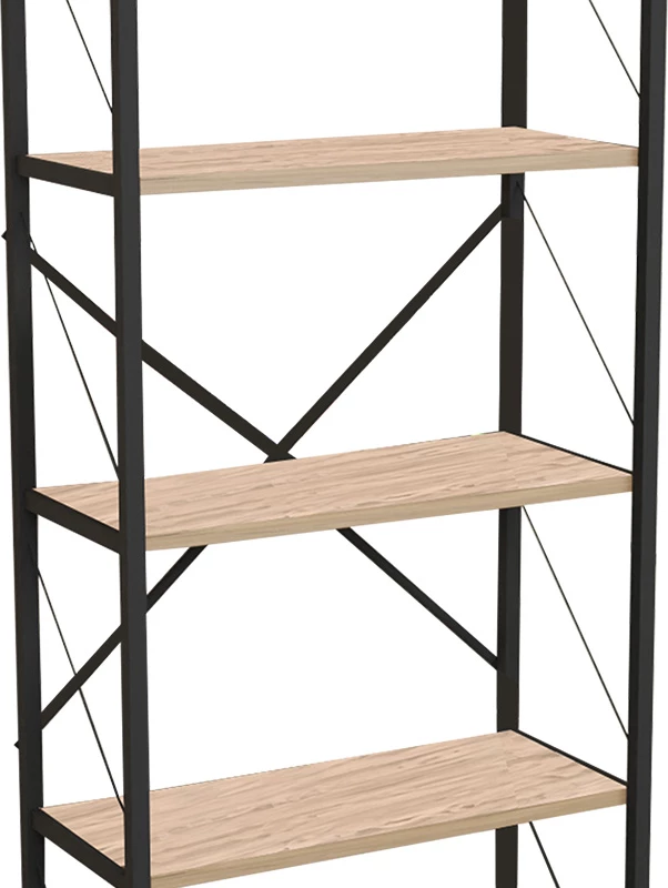 Raft librash Draizy, melaminë lisi-metal i zi, 60x30x150cm