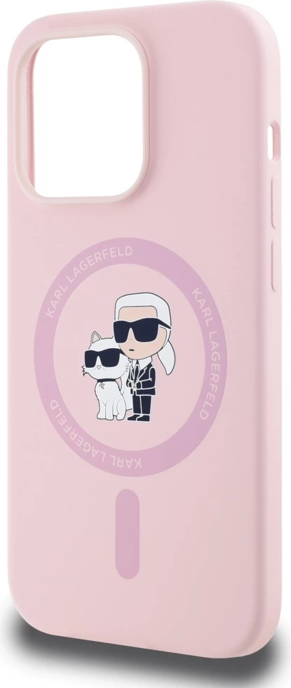 Mbështjellës Karl Lagerfeld Silicone Karl&Choupette MagSafe për iPhone 14 Pro Max, Rozë