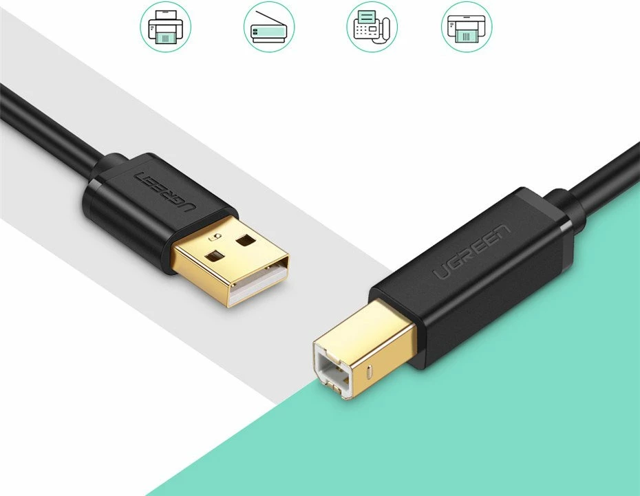 Kabllo Ugreen USB në USB-B për printer, 3m, e zezë