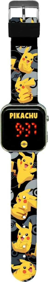 Orë dore LED Pokemon Kids Euroswan POK4402, me kalendar, për djem, E zezë/Verdhë