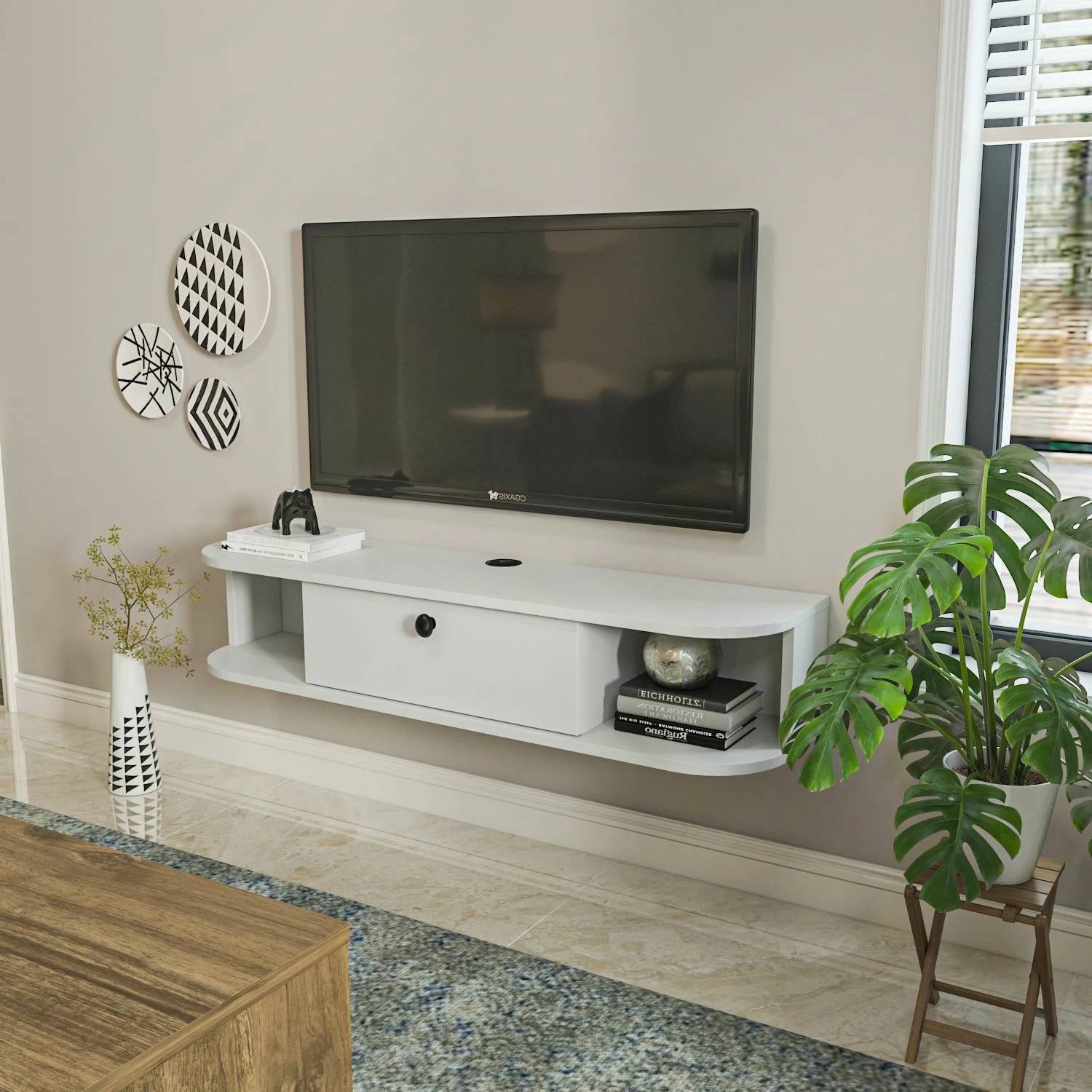 Komodë TV Skye Decor, Ibarra, e bardhë