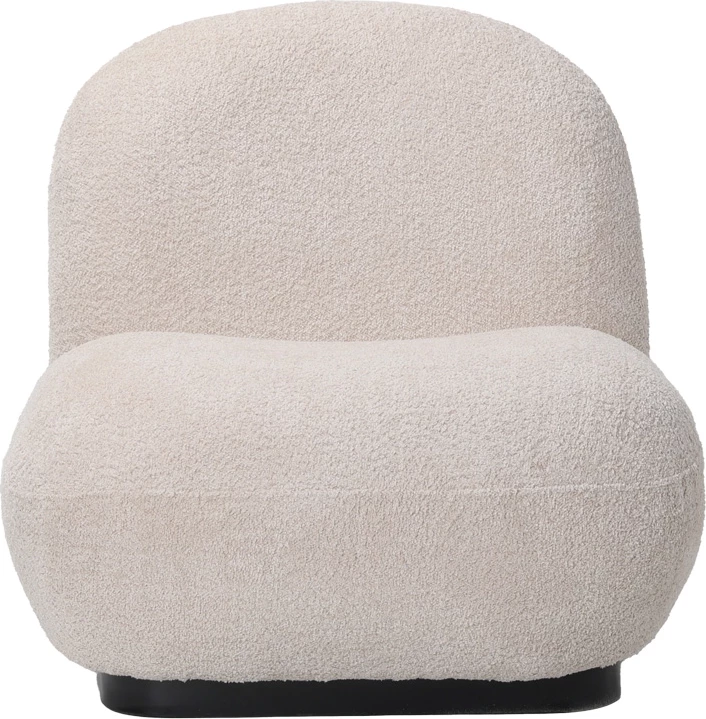 Fotel Rosalie, material teddy bezhë, bazë e zezë, 85x82x77cm