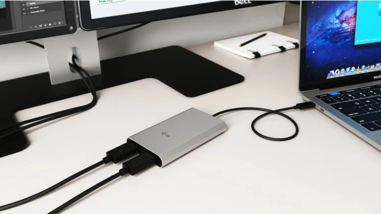 Adapter video I-Tec TB3 Dual DP, Thunderbolt 3, dy porta DP, gri