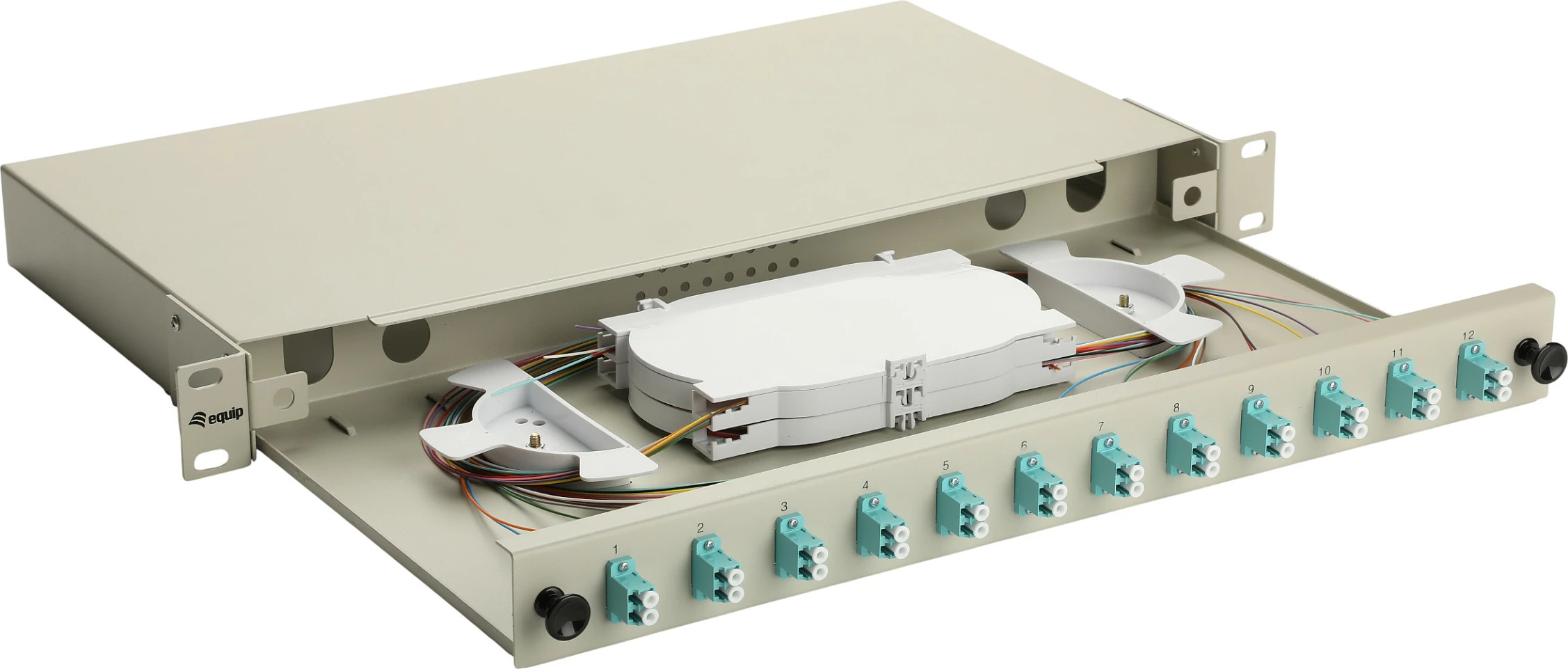 Panel optik EQUIP, 12-Port LC-Duplex OM3, 1U Rack, gri
