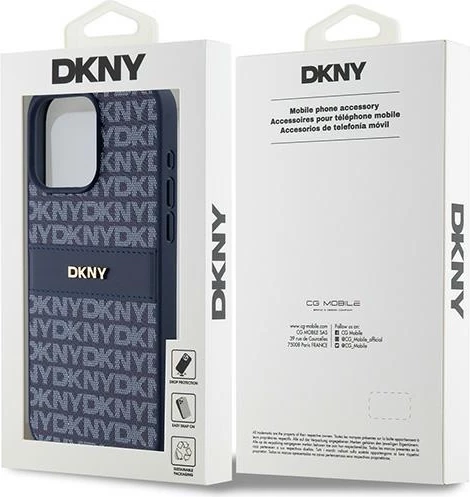 Mbështjellës DKNY Mono Stripe & Metal Logo për iPhone 15 Pro Max, Blu