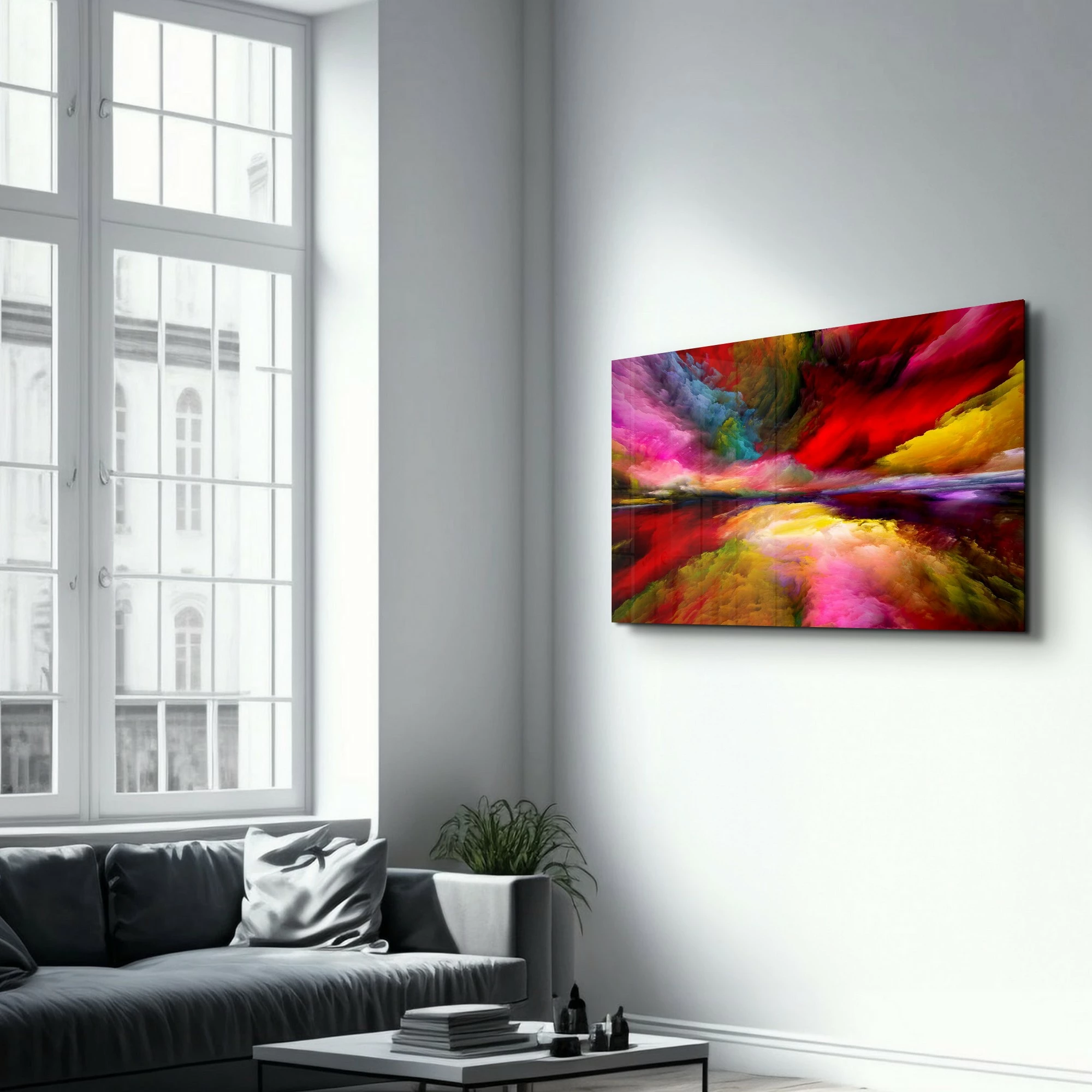 Pikturë dekorative prej xhami të temperuar, shumëngjyrëshe, CAM-2047, 70x110cm