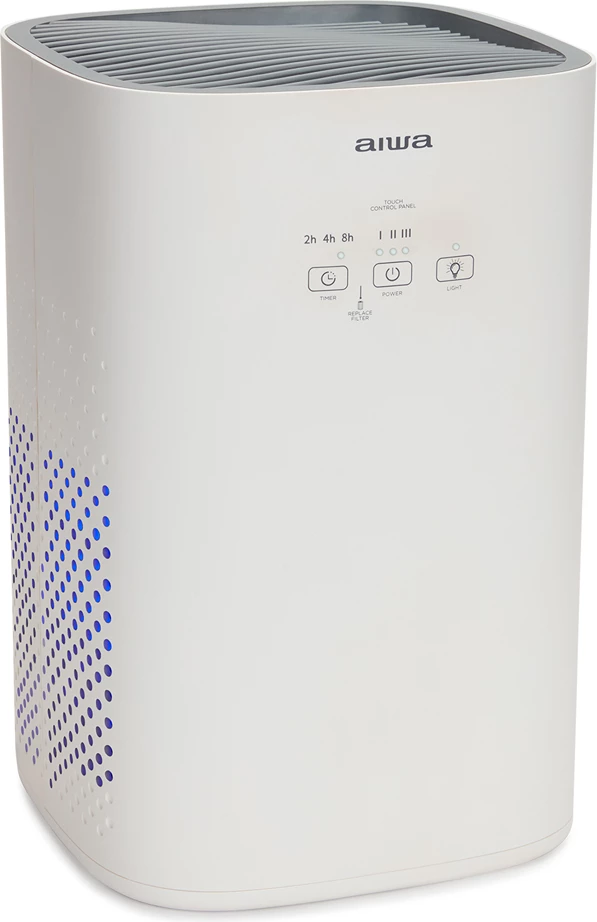 Pastrues ajri AIWA PA-100, HEPA H13 + jonizues, CADR 140 m³/h, për dhomë 16.8 m², 30 W, i bardhë