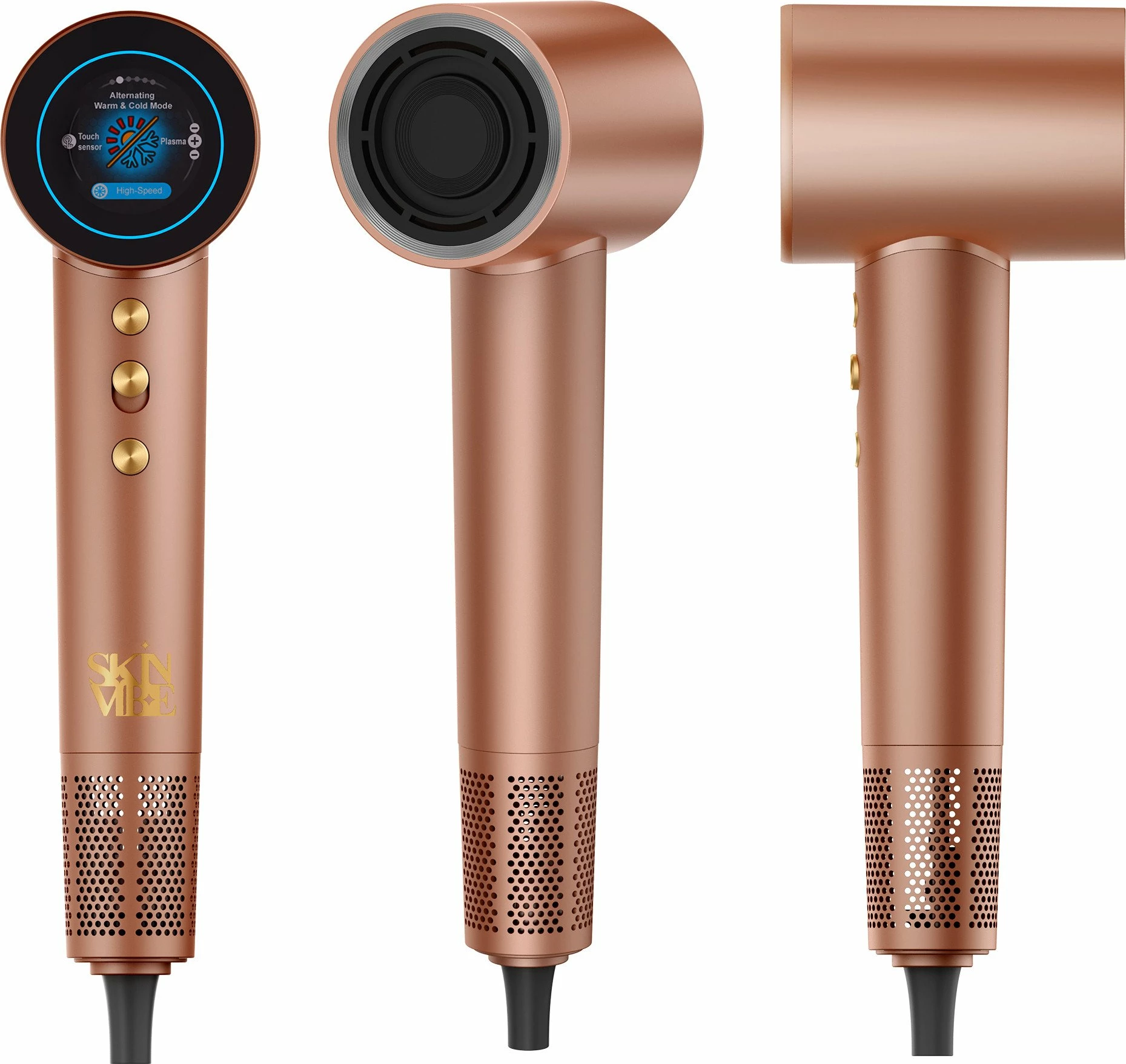 Tharëse flokësh SkinVibe Aurea Family X Plasma SV-001MM 1600W, 3 grykë magnetike, kafe metalike