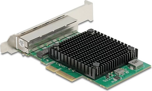 Kartelë rrjeti DeLOCK PCIe x4 RTL8125B, 4x RJ45, 2.5GbE, e brendshme, zi/gjelbër