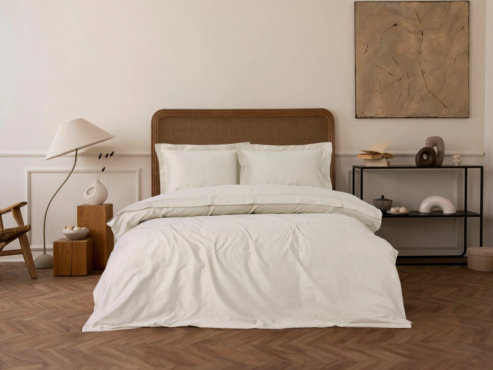 Set mbulesë për jorgan Super King, satin, ngjyrë bezhë, L'essentiel