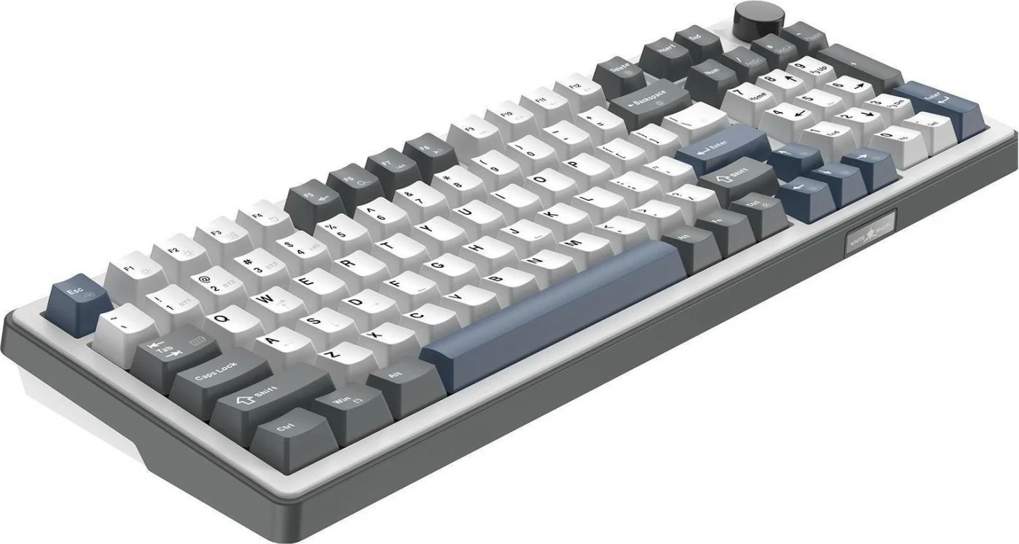 Tastierë gaming White Shark Excalibur, mekanike Hot-Swap KTT Wine Red, RGB, 98%, wireless/USB-C, US ANSI, bardhë-gri