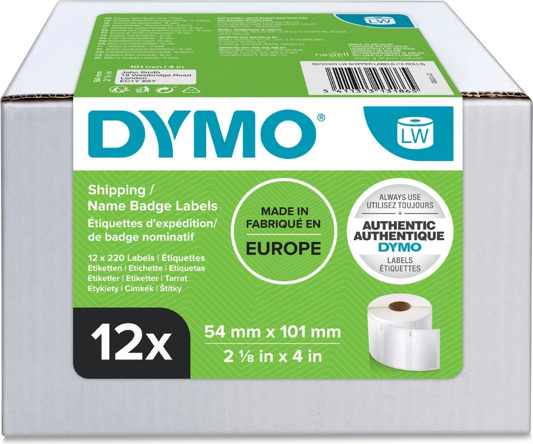 Etiketa ngjitëse Dymo L13186 / S0722420 54x101 mm bardhë 12-pako