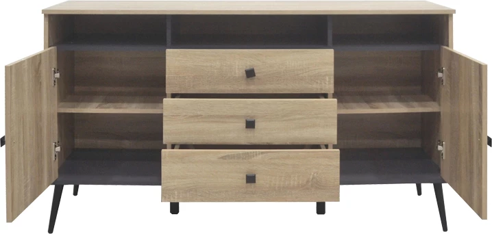 Bufe Zezan, ngjyrë sonoma-gri e errët, 140.5x41.5x80cm