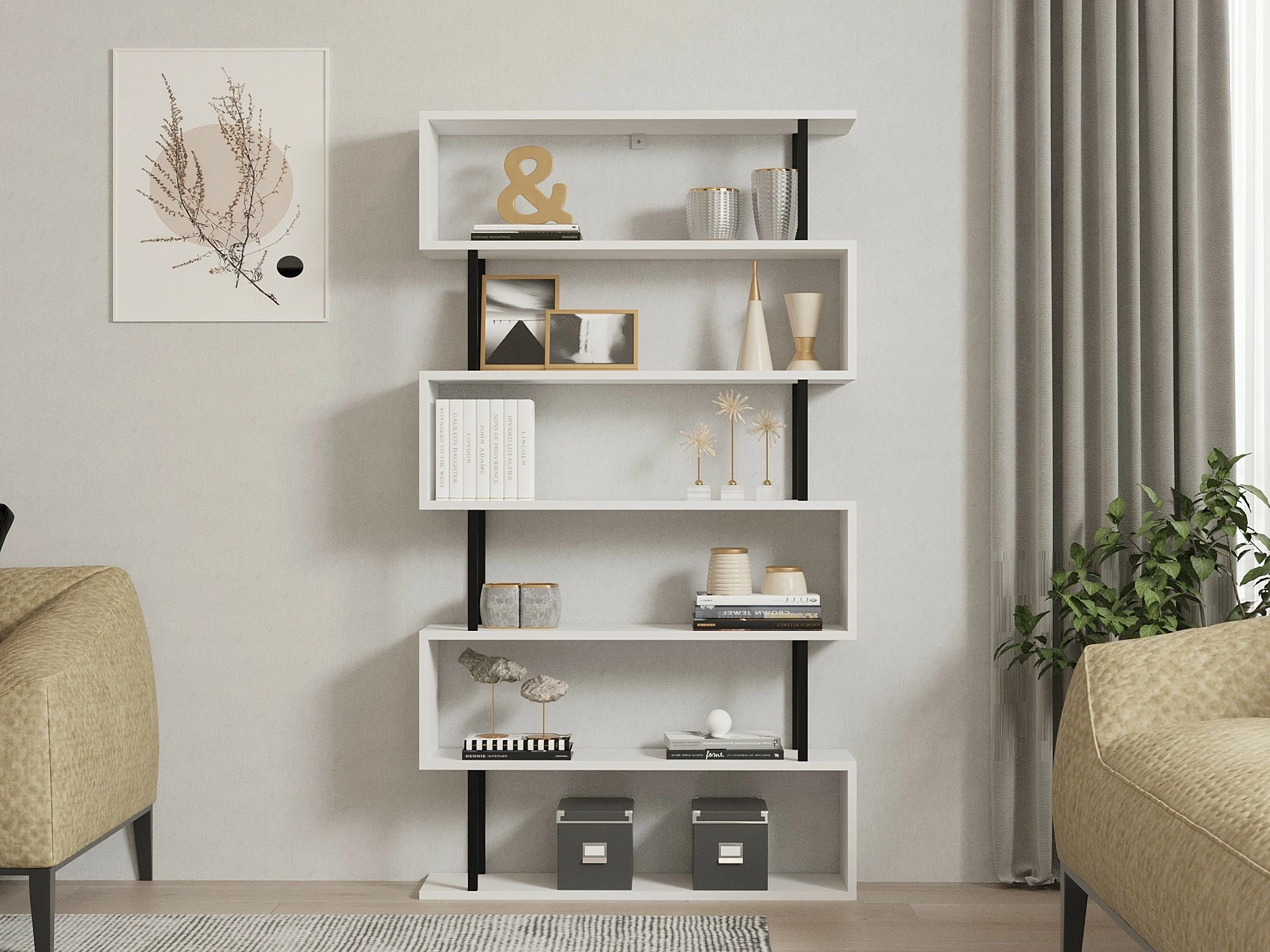 Raft librash Hanah Home, Hector, i bardhë