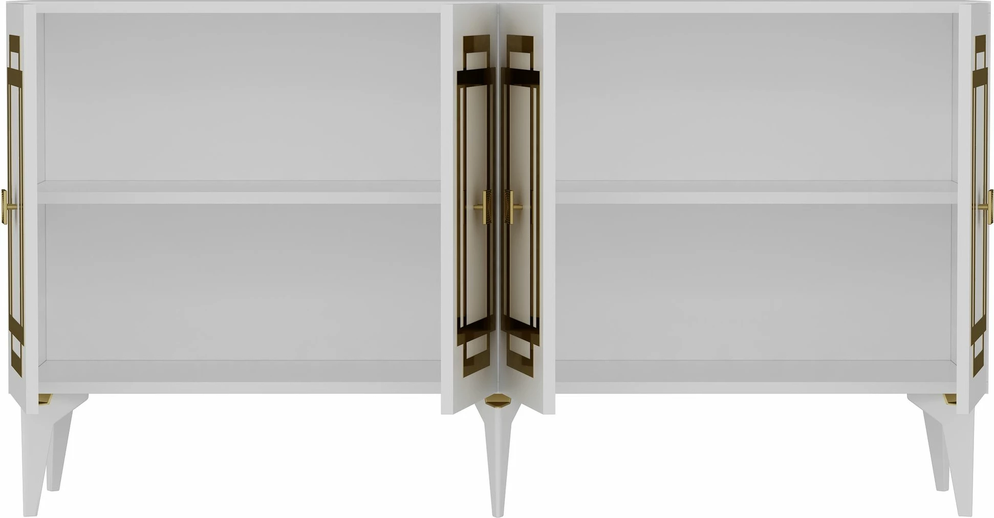 Konsol Skye Decor, ngjyrë e bardhë dhe ari, Lotus
