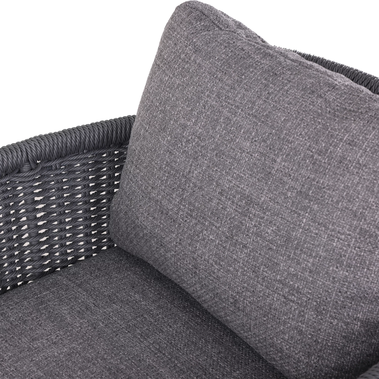 Karrige ngrënieje për jashtë, seri Destiny, alumin ngjyrë qymyr, jastëkë, ratan, 65x68x75.5-82H