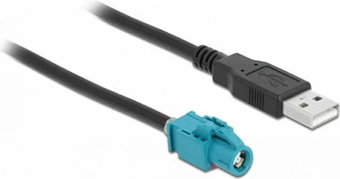 Kabllo DeLOCK HSD Z (femër) në USB 2.0 Type-A (mashkull), 1 m, zi/kaltër