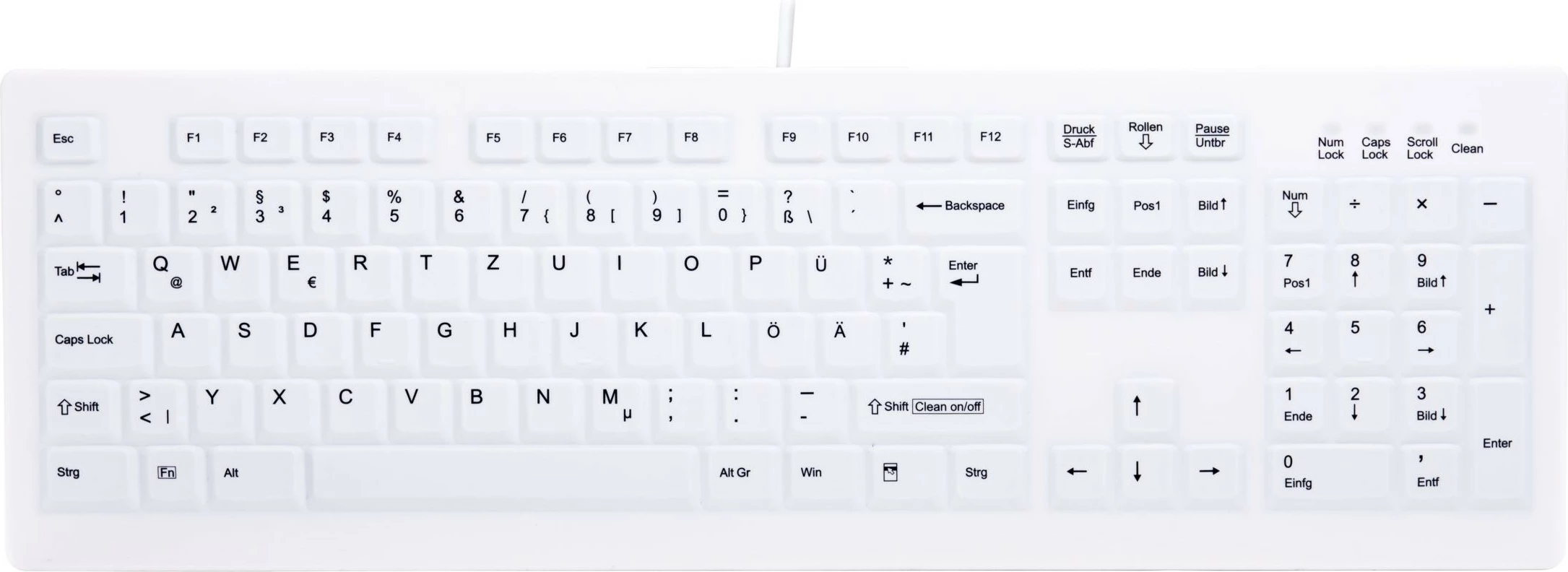 Tastierë Cherry AK-C8100F-UVS-W/GE, Wired, USB, Membranë, QWERTZ, Bardhë
