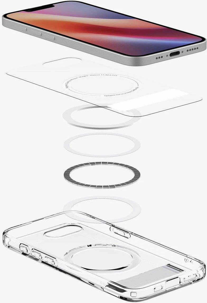 Mbështjellës Spigen Ultra Hybrid S MagSafe ACS09148 për iPhone 16e me kickstand, transparent