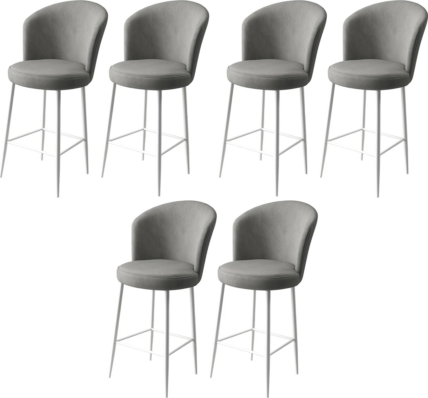 Set karrigesh për bar (6 copë), Hanah Home, Fora, gri dhe e bardhë