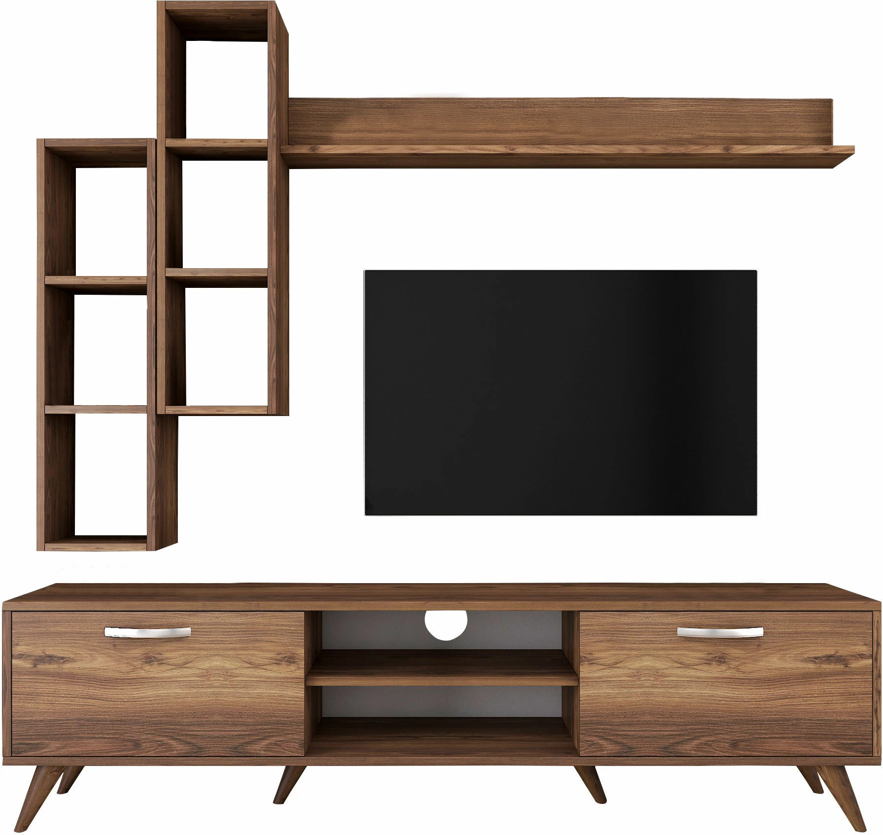 Komodë TV Hanah Home, M16 - 262, ngjyrë arre, me rafte muri