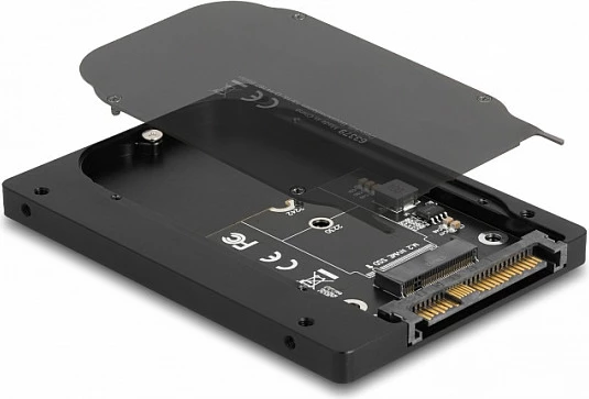 Adapter SSD DeLOCK 2.5″ U.2 SFF-8639 në M.2 NVMe Key M, 7 mm, e zezë