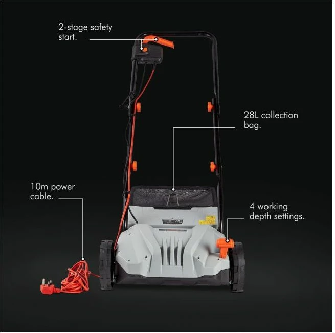 Skarifikator elektrik për bar VONHAUS 2500191 1300W 32cm qese 28L, gri/zezë me portokalli