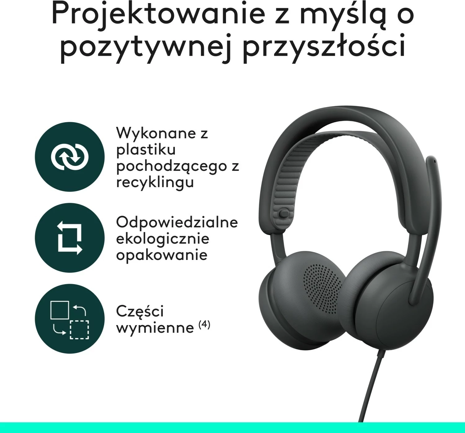 Kufje Logitech Zone Wired 2, me ANC, me kabllo, për Mac/PC, e zezë