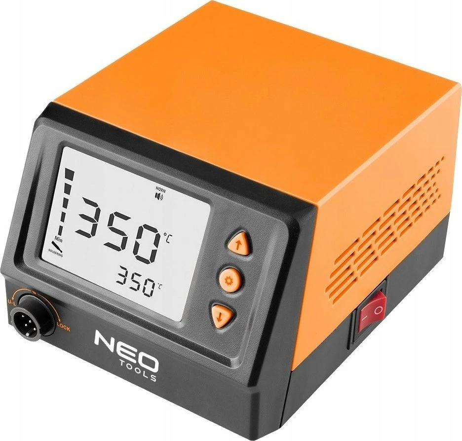 Stacion saldimi Neo Tools SL1 (19-200) 60W 180-480°C, portokalli/zi, set me mbajtëse