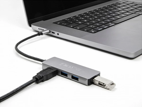 USB-C HUB DeLOCK 4Port, 4x USB 3.2, 5 Gbps, metal, gri