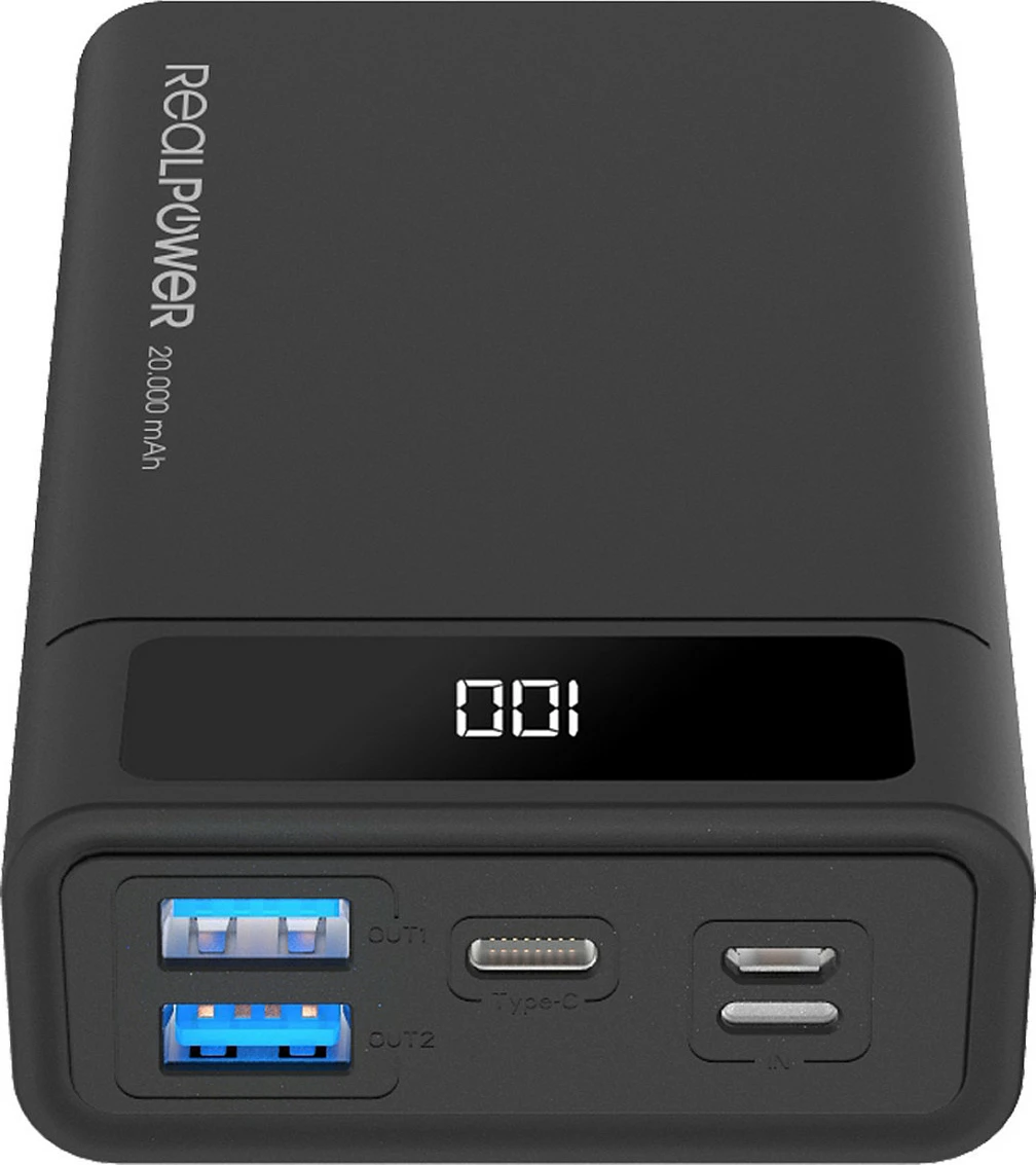Powerbank RealPower PB-20k PD, 20000 mAh, 18 W, i zi